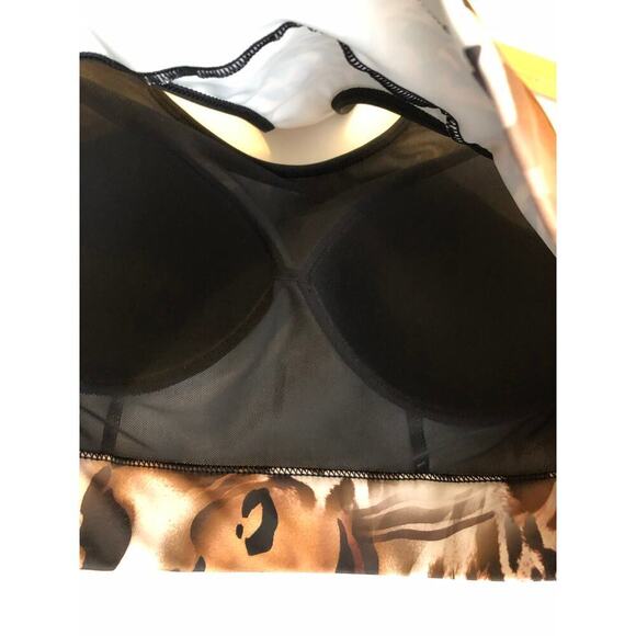 Guess Leopard Print Sports Bra Racerback Brown/ Tan Sz: L Gym Active Wear Yoga - Picture 10 of 11